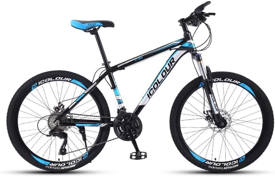 دوچرخه کوهستان، دنده سرعت مسافرتی 24، سایز 26 اینچ برای مردان و زنان، ترمز دیسکی دوبل، فریم فولاد کربنی، مناسب برای سواری در فضای باز (رنگ: آبی) دوچرخه کوهستان، دنده سرعت مسافرتی 24، سایز 26 اینچ برای مردان و زنان، ترمز دیسکی دوبل، فریم فولاد کربنی، مناسب برای سواری در فضای باز (رنگ: آبی)