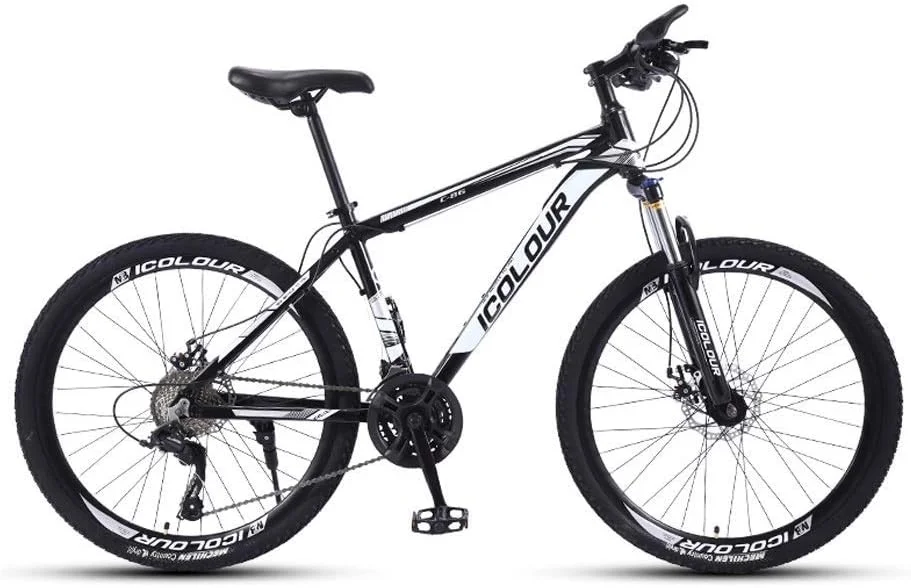 دوچرخه کوهستانی، دوچرخه دنده ای 24 سرعته مسافرتی بزرگسال، 26 اینچ برای دوچرخه کوهستانی مردانه و زنانه، دیسک دوبل، فریم فولاد کربنی بالا، دوچرخه بزرگ فضای باز (رنگ: مشکی)