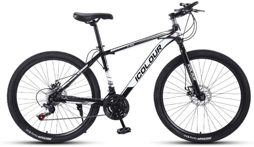 دوچرخه کوهستانی، دوچرخه بزرگسال سایز ۲۴ با دنده سرعت مسافرتی ۲۶ اینچی برای مردان و زنان، دوچرخه ام تی بی شیک با فریم کربنی بالا و دیسک دوبل مناسب برای دوچرخه سواری در فضای باز (رنگ: مشکی)