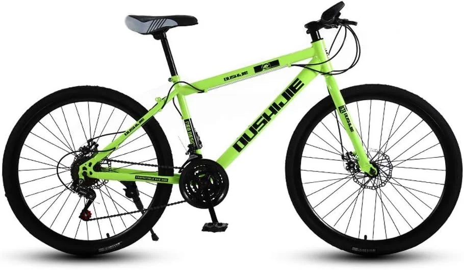 دوچرخه کوهستان، دوچرخه بزرگسال سایز ۲۴ با دنده برای سرعت، فلزی ۲۴/۲۶ اینچ برای مردان و زنان، ترمز دیسکی دوبل، فریم فولادی کربنی، مناسب برای سواری در فضای باز (سایز : L)