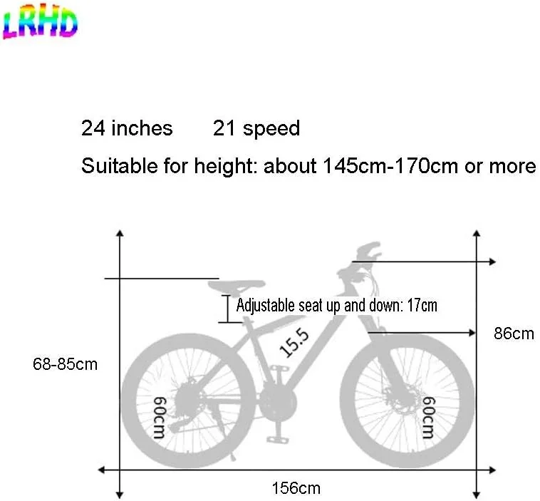 دوچرخه کوهستان، دوچرخه بزرگسال سایز ۲۴ با دنده برای سرعت، فلزی ۲۴/۲۶ اینچ برای مردان و زنان، ترمز دیسکی دوبل، فریم فولادی کربنی، مناسب برای سواری در فضای باز (سایز : L)