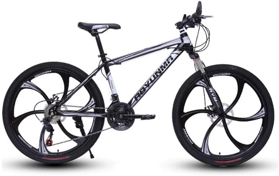 دوچرخه کوهستان MTB با تیغه فولادی کربنی 24/26 اینچی، گیربکس 21 سرعته، سیستم تعلیق دوشاخ جلو، میرایی، مناسب برای سواری در فضای باز، مسابقات آفرود (سایز: L)