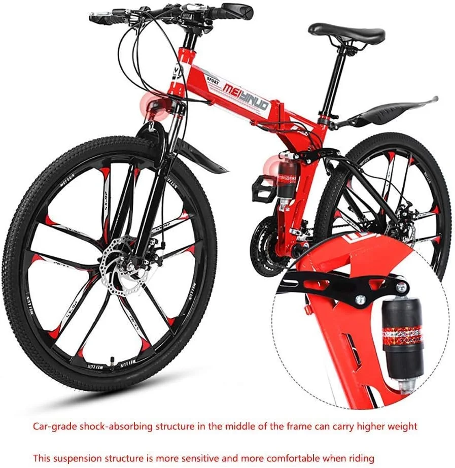 دوچرخه تاشو جاده ای با سرعت 26 اینچ 21/24/27 دنده فولادی دیسکی دوگانه دوچرخه کوهستان Bicicletas (رنگ: مشکی، سایز: 27 دنده)