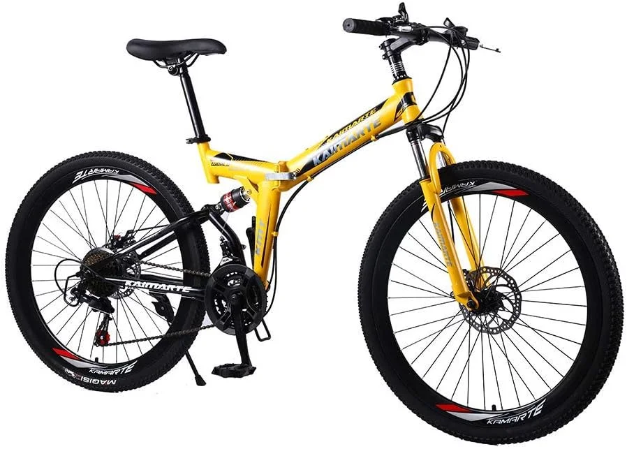 دوچرخه کوهستان تاشو با دنده های 21/24/27 و ترمز دیسکی دوبل، مناسب بزرگسالان، سایز 24/26 اینچ (رنگ: 26 اینچ، سایز: 27 دنده)