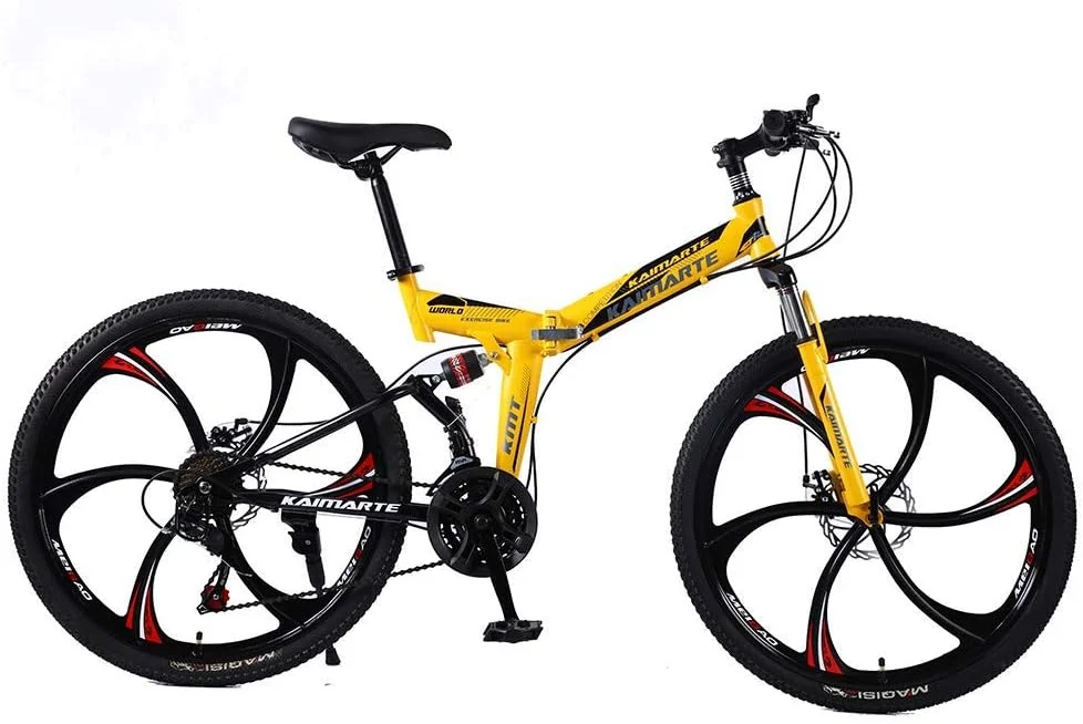 دوچرخه کوهستانی تاشو آلومینیومی با سرعت 21/24/27، سایز 24/26 اینچ، دوچرخه کوهستانی دیسکی دوبل، مناسب خانم ها/آقایان (رنگ: 24 اینچ، سایز: 24 دنده)