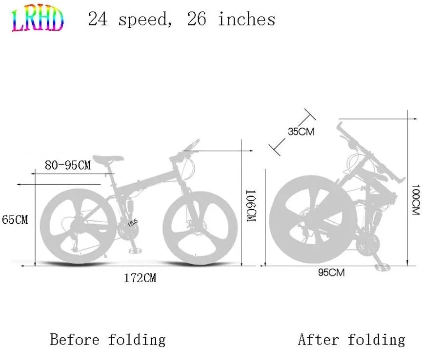 دوچرخه کوهستانی تاشو فلزی 24 سرعته ATV 24 اینچی دو سرعته با میرایی، مناسب دانشجویان مرد و زن، ترمز دیسکی، دوگانه شهری، میرایی، هدیه مناسب بزرگسالان (رنگ: آبی، سایز: 24 اینچ)