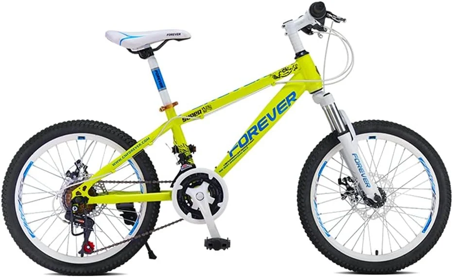 دوچرخه کوهستان مناسب فضای باز سایز ۲۰ اینچ با دنده متغیر، دوچرخه کراس کانتری با ۲۴ دنده متغیر و فریم با ارتفاع کم برای پسران و دختران (زرد)