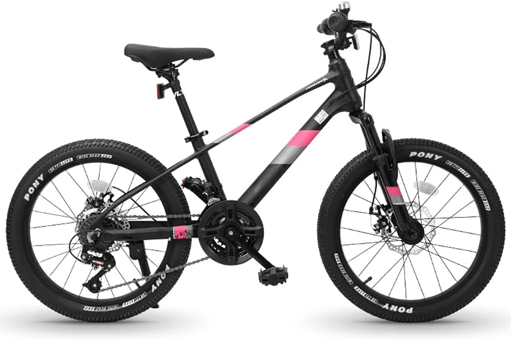 دوچرخه کوهستانی 20 اینچی مناسب فضای باز، دوچرخه کوهستانی 21 سرعته با فریم آلیاژ منیزیم و ترمز دیسکی دوبل مکانیکی (مشکی)