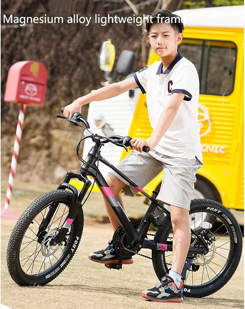 دوچرخه کوهستانی 20 اینچی مناسب فضای باز، دوچرخه کوهستانی 21 سرعته با فریم آلیاژ منیزیم و ترمز دیسکی دوبل مکانیکی (مشکی)