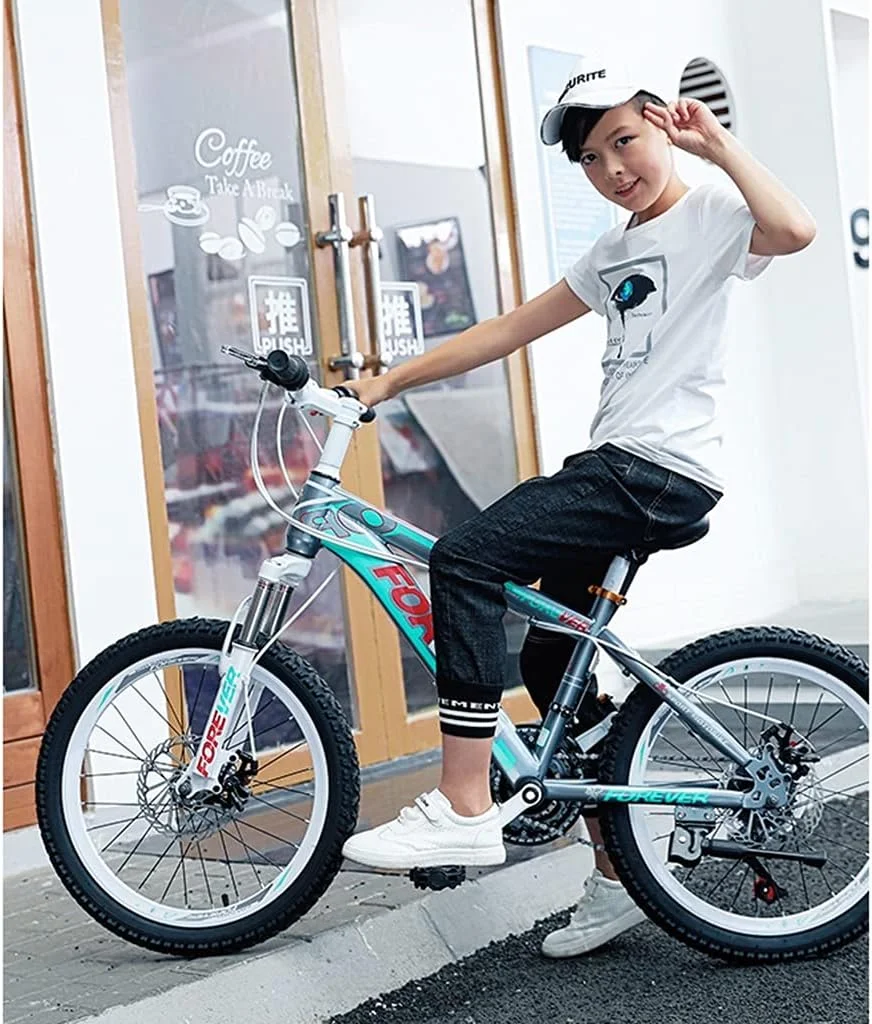 دوچرخه کوهستان 24 سرعته مناسب فضای باز، دوچرخه جاده ای سایز 22 اینچ برای کودکان با ترمز دیسکی دوبل جلو و عقب مناسب برای پسران و دختران با قد 140-165 سانتی متر (مشکی)