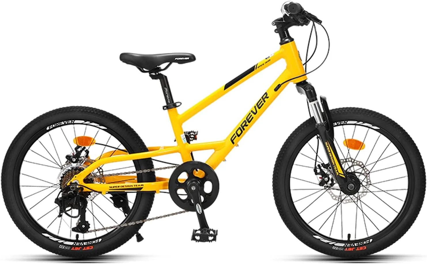 دوچرخه کوهستانی 20 اینچی کودکانه 8 سرعته آلیاژ آلومینیوم مناسب پسران و دختران (زرد)