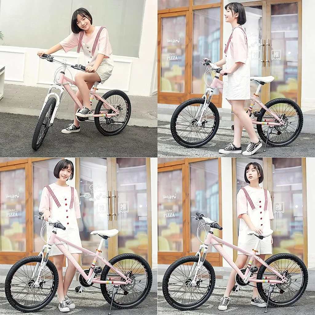 دوچرخه های کوهستانی دخترانه 22 اینچی با سرعت متغیر، ترمزهای دیسکی مکانیکی جلو و عقب برای رفت و آمد به مدرسه