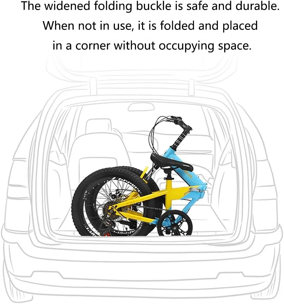 دوچرخه کوهستانی تاشو 20 اینچی مناسب فضای باز، 6 سرعته، سبک وزن، مناسب دانش آموزان و جوانان با ترمزهای دیسکی جلو و عقب