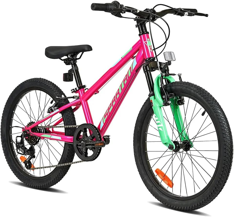 دوچرخه کوهستانی بچه گانه اسپارتان Spitfire سایز 20 اینچ – دارای سیستم تعلیق جلو، 6 دنده شیمانو، فریم فولادی، زین قابل تنظیم – مناسب پسران 6 تا 9 سال – طراحی با لاستیک های آج دار و استایل اسپرت | SP-3280