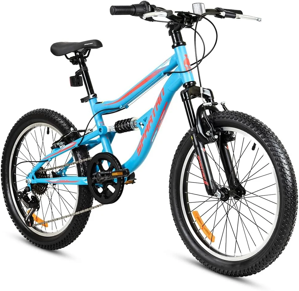 دوچرخه کوهستانی بچه‌گانه اسپارتان مدل Mach 2.0 سایز 20 اینچ – دارای سیستم تعلیق جلو، 6 دنده شیمانو، فریم فولادی، زین قابل تنظیم – مناسب پسران 6 تا 9 سال – طراحی با لاستیک‌های آج‌دار برای مسیرهای ناهموار و شهری | SP-3296