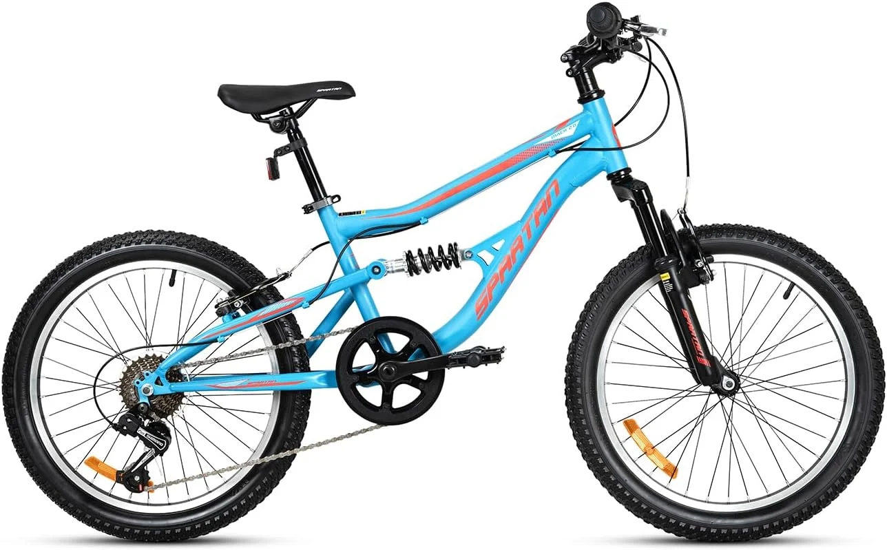 دوچرخه کوهستانی بچه‌گانه اسپارتان مدل Mach 2.0 سایز 20 اینچ – دارای سیستم تعلیق جلو، 6 دنده شیمانو، فریم فولادی، زین قابل تنظیم – مناسب پسران 6 تا 9 سال – طراحی با لاستیک‌های آج‌دار برای مسیرهای ناهموار و شهری | SP-3296