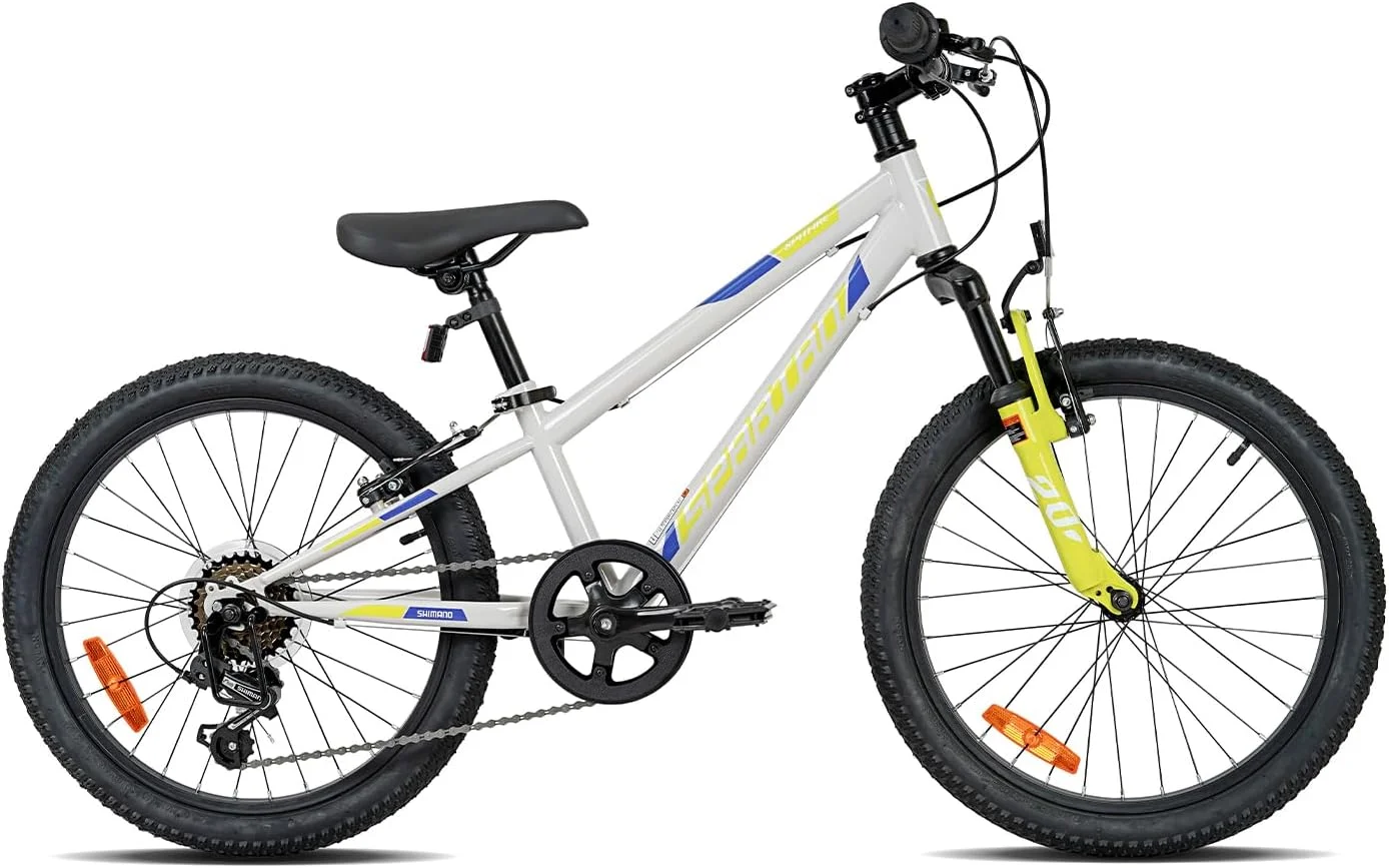 دوچرخه کوهستانی کودکانه اسپارتان مدل Spitfire سایز ۲۰ اینچ – دارای سیستم تعلیق جلو، دنده شیمانو ۶ سرعته، فریم فولادی، زین قابل تنظیم – مناسب پسران ۶ تا ۹ سال – فریم با لاستیک‌های آج‌دار و ظاهری اسپرت | SP-3281