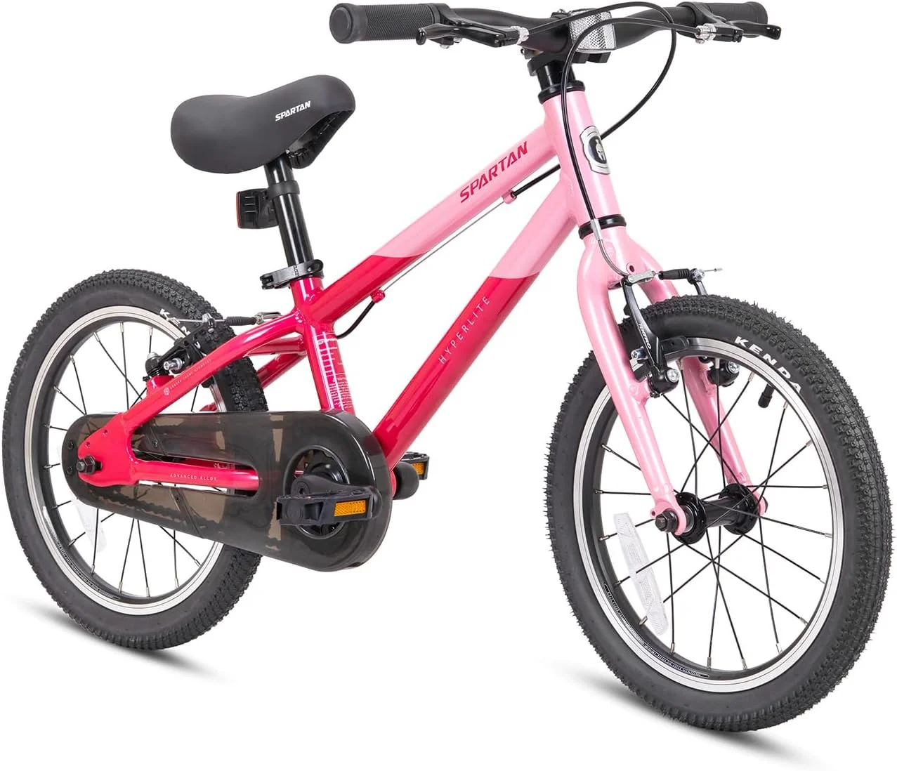 دوچرخه بچه گانه آلومینیومی فوق سبک اسپارتان Hyperlite سایز 16 اینچ - صورتی روشن | بدنه فوق سبک 7 کیلوگرمی، ترمزهای Tektro، لاستیک های Kenda و طراحی ارگونومیک برای سنین 4 تا 7 سال | SP-3325-LP-16