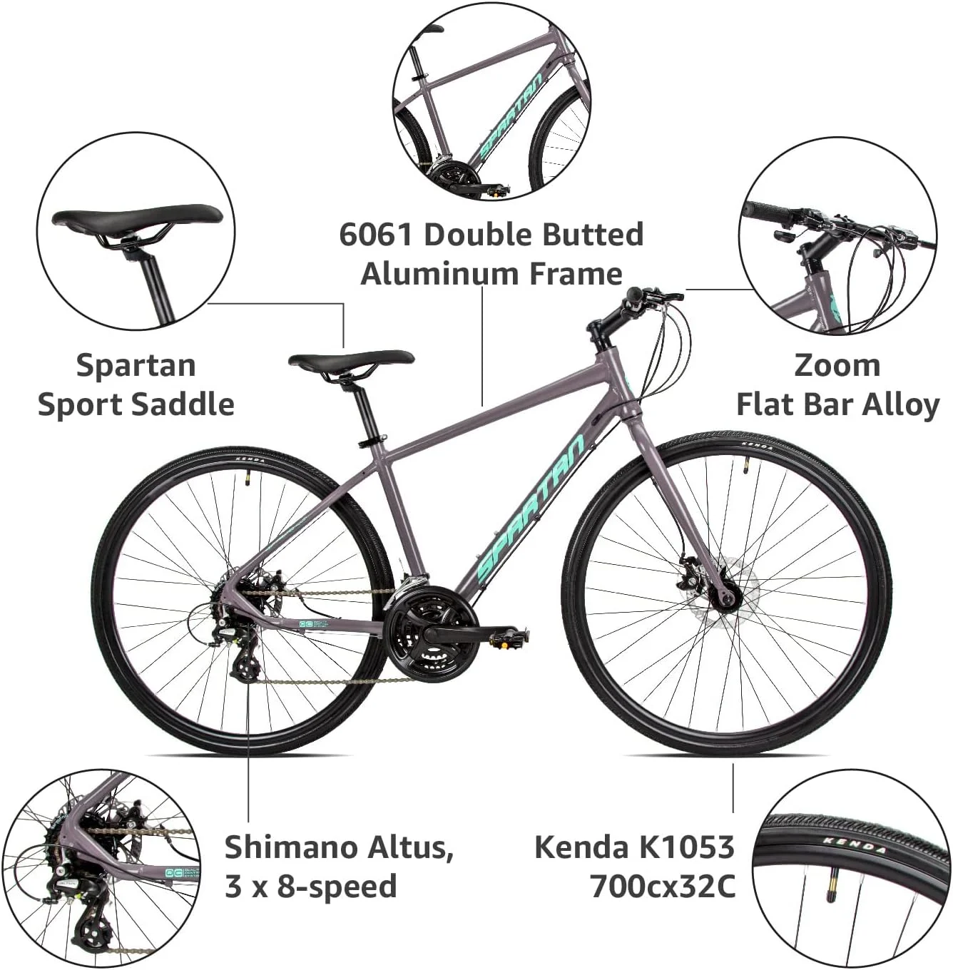 دوچرخه ورزشی اسپارتان دولومیت 700c | دوچرخه جاده ای آلیاژی با فریم سبک | شانژمان و دسته دنده شیمانو | 24 دنده | سفید سنگی و خاکستری سنگی | سایز فریم مدیوم و لارج