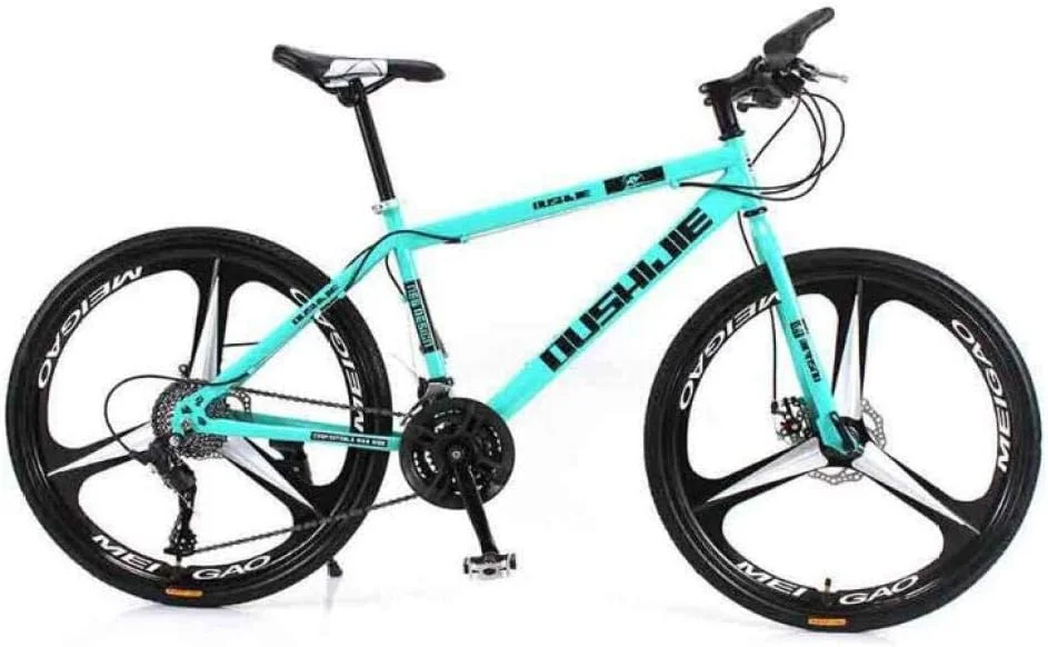 دوچرخه کوهستان مناسب برای همه، 21/24/27/30 دنده، ??فریم فولادی کربنی، چرخ های 26 اینچی 3 پره، ترمز دیسکی دوبل برای دانش آموز، سبز، 27