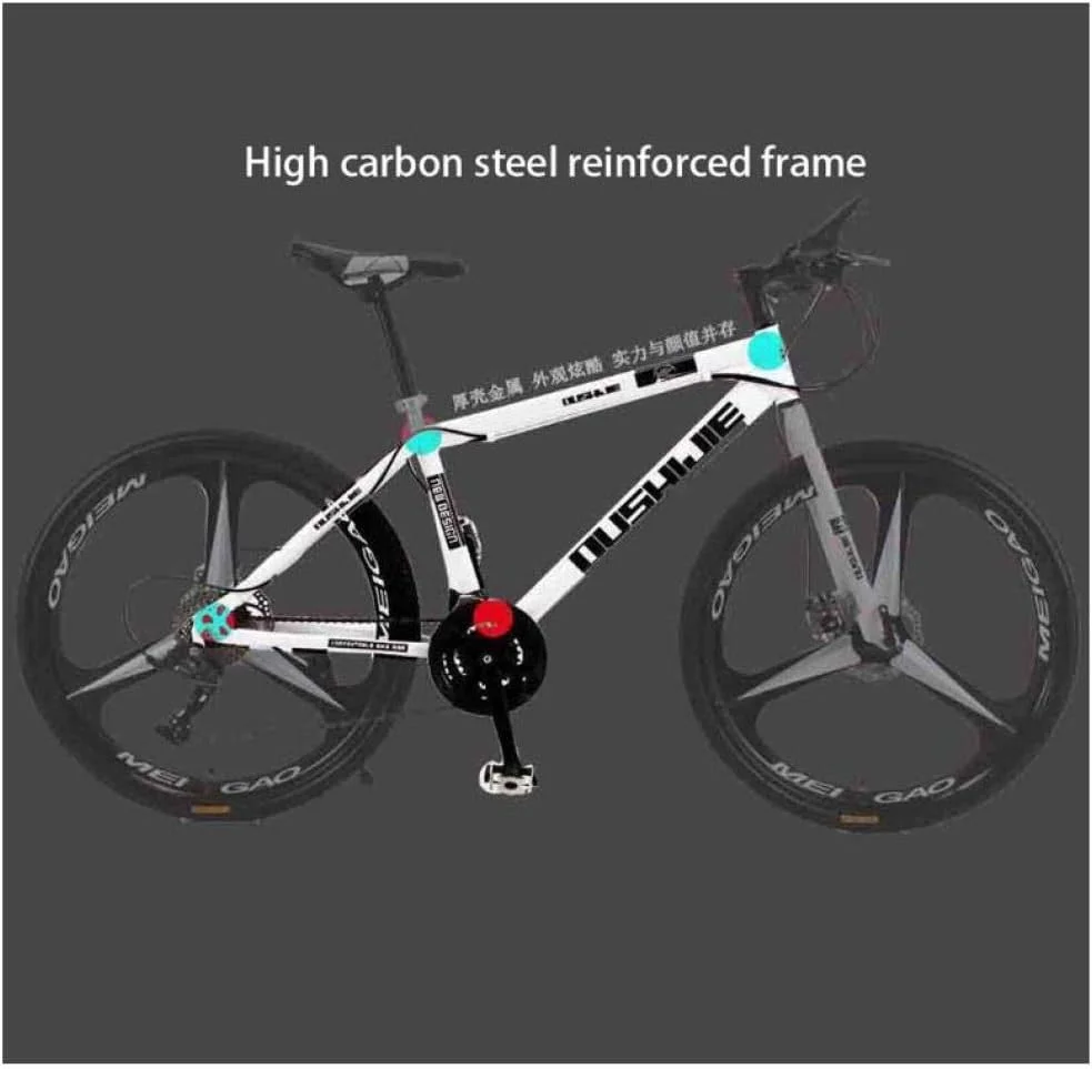 دوچرخه کوهستان مناسب برای همه، 21/24/27/30 دنده، ??فریم فولادی کربنی، چرخ های 26 اینچی 3 پره، ترمز دیسکی دوبل برای دانش آموز، مشکی، 14