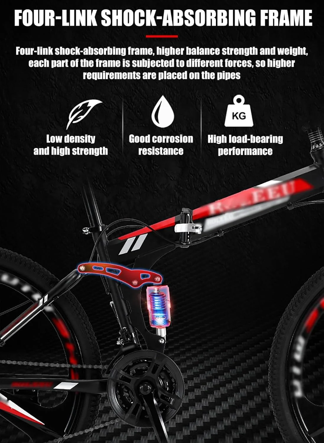 دوچرخه کوهستانی تاشو 24 و 26 اینچی، 21 دنده، دارای سیستم تعلیق دوگانه، ترمزهای دیسکی دوبل، چرخ سه پره، دوچرخه های مناسب تمام سطوح برای آقایان و بانوان