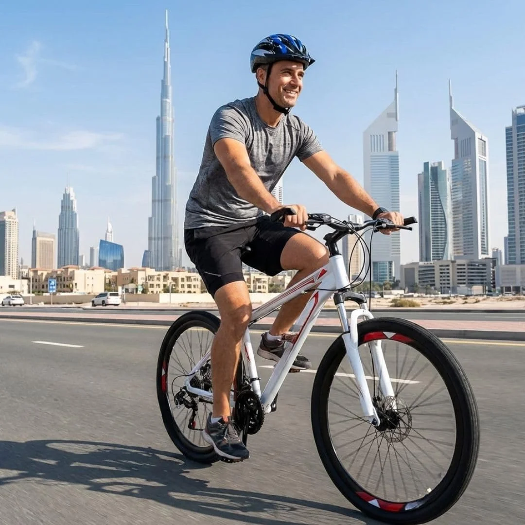 دوچرخه کوهستان برای آقایان و بانوان | سایز 26 اینچ | 24 دنده | فریم آلومینیومی سبک | ترمز دیسکی دوبل | سیستم تعلیق جلو، سفید