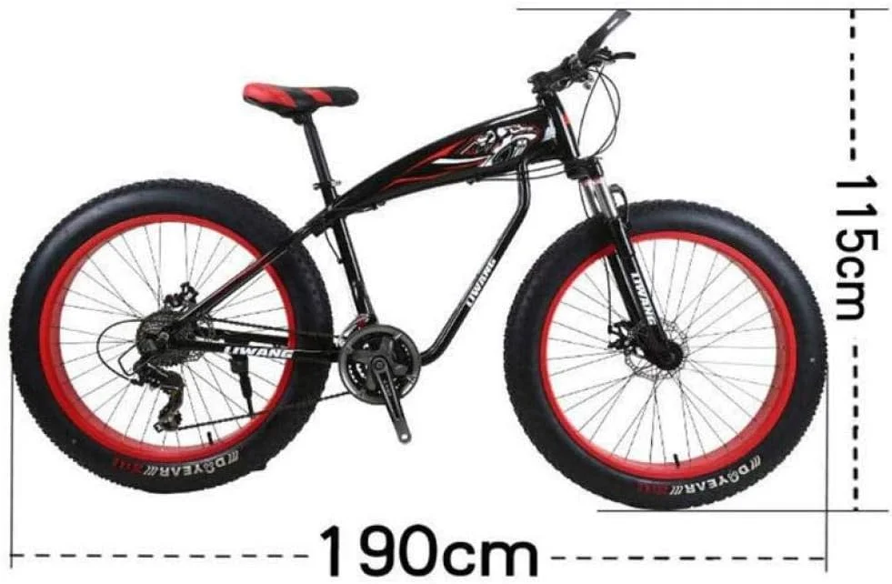 دوچرخه کوهستان 24 اینچی، تایر پهن برفی، کمک فنر دیسکی، دوچرخه دانشجویی 21 دنده برای قد 145 تا 175 سانتی متر، رنگ داخلی، 27 دنده