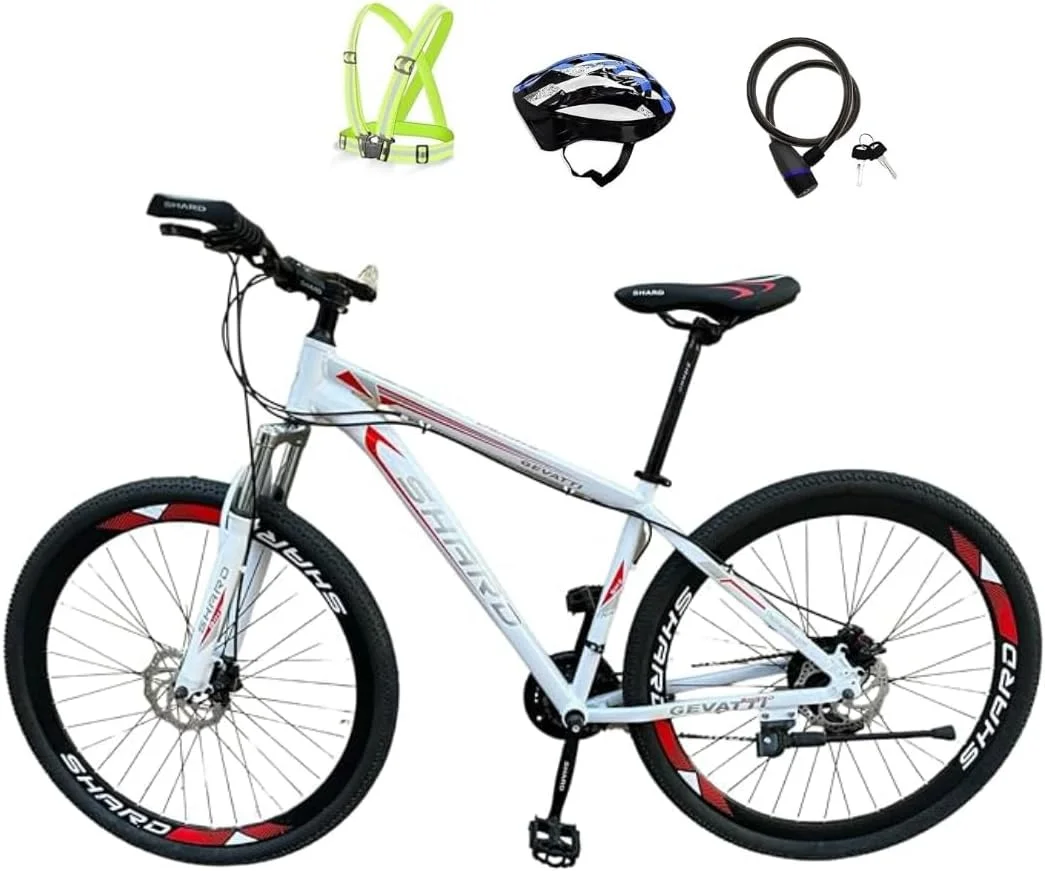 دوچرخه کوهستان برای آقایان و بانوان، 26 اینچ، 24 دنده، فریم آلیاژ آلومینیوم سبک وزن، ترمزهای دیسکی جلو و عقب، سیستم تعلیق جلو، سفید