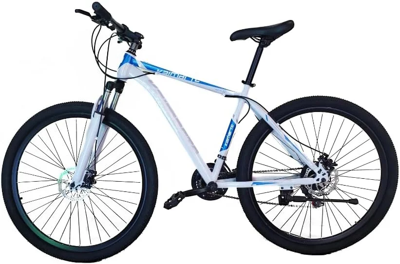 دوچرخه کوهستانی، ۲۷.۵ اینچ، ۲۱ دنده، فریم فولاد کربنی، سفید/آبی، ترمز دیسکی دوبل، سیستم تعلیق جلو