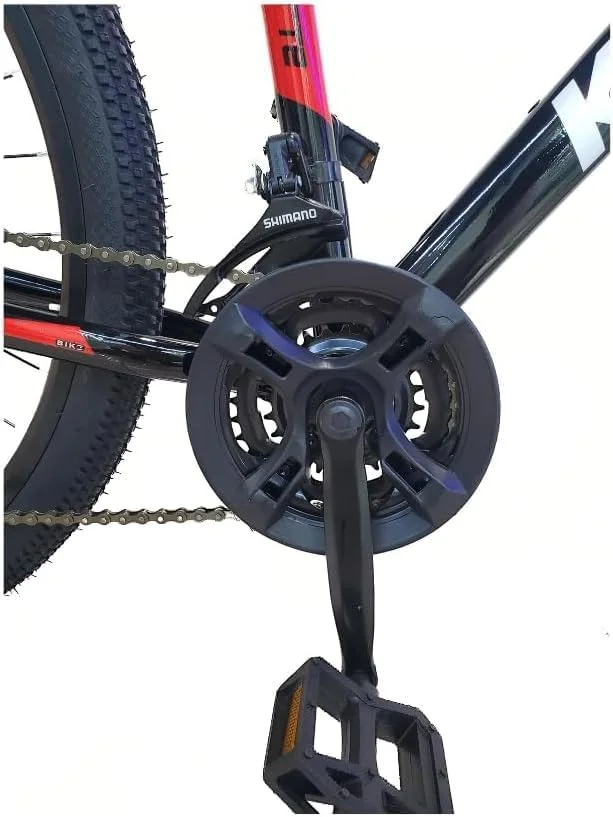 دوچرخه کوهستان، 29 اینچ، 21 دنده، فریم فولاد کربنی، قرمز/مشکی، ترمز دیسکی دوبل، سیستم تعلیق جلو