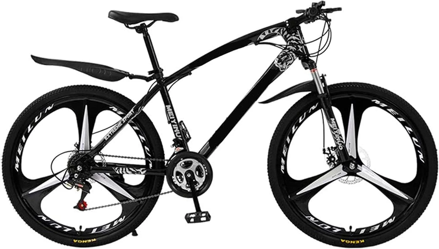 دوچرخه های سه چرخ برای بزرگسالان، دوچرخه های کوهستانی 26 اینچی برقی، دوچرخه کوهستانی دنده ای با ترمز دیسکی دوبل، دوچرخه فضای باز یونیسکس، دوچرخه های MTB با سیستم تعلیق کامل، دوچرخه سواری مسابقه ای در فضای باز، 24 دنده، 3 پره مشکی