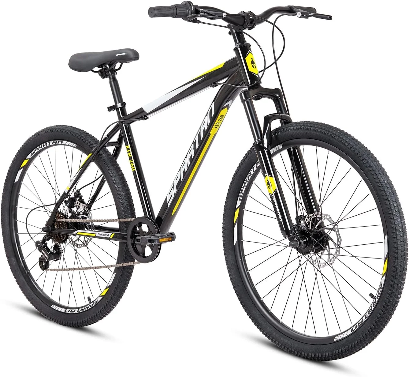 دوچرخه کوهستان Spartan XTR | فریم فولادی بادوام، دنده های Shimano 1x7، ترمزهای دیسکی آلیاژی، فرمان Swallow، میله زین با رهاسازی سریع، لاستیک های MTB 26x1.95 اینچی | MTB قابل اعتماد برای استفاده روزمره دوچرخه کوهستان Spartan XTR | فریم فولادی بادوام، دنده های Shimano 1x7، ترمزهای دیسکی آلیاژی، فرمان Swallow، میله زین با رهاسازی سریع، لاستیک های MTB 26x1.95 اینچی | MTB قابل اعتماد برای استفاده روزمره