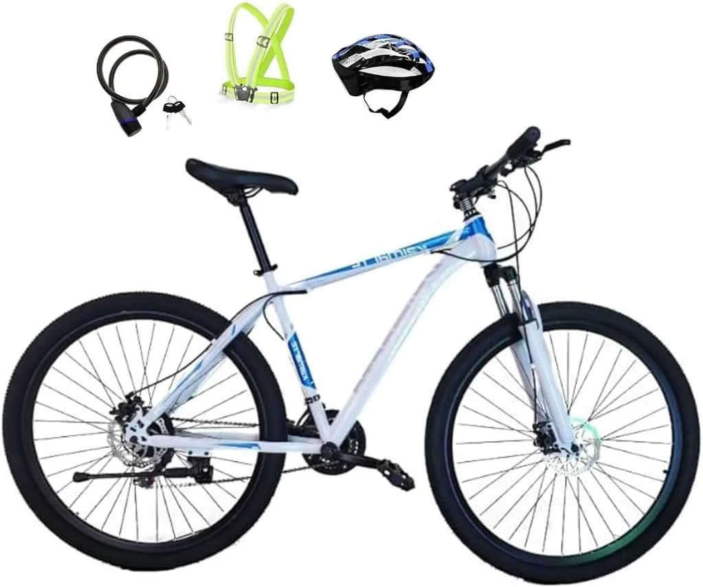 دوچرخه کوهستان، فریم فولاد کربنی، ترمز دیسکی، 21 دنده، 29 اینچ، Kamarati، سفید آبی دوچرخه کوهستان، فریم فولاد کربنی، ترمز دیسکی، 21 دنده، 29 اینچ، Kamarati، سفید آبی