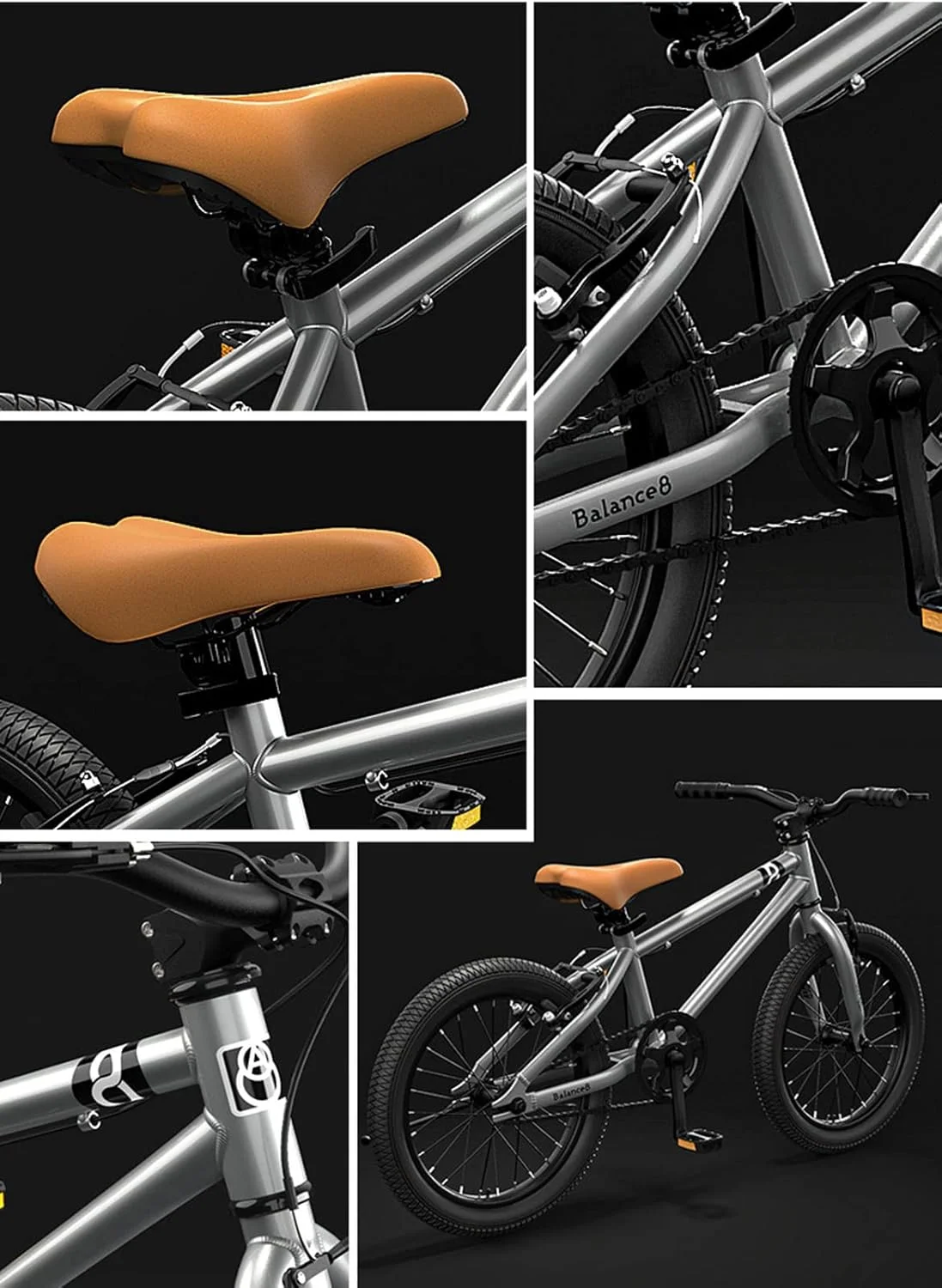 دوچرخه سه چرخ برای بزرگسالان، دوچرخه کوهستانی 16 اینچی فولاد کربنی با کیفیت بالا مناسب برای کودکان 105-135 سانتی متر، نقره ای