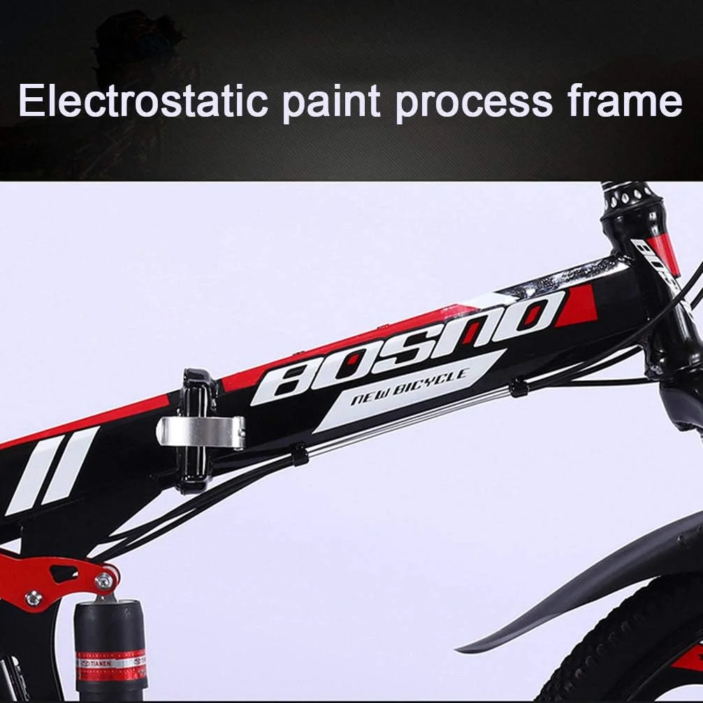 دوچرخه کوهستانی تاشو 21 سرعته با 10 پره، کمک فنر دوبل، مناسب برای مسیرهای ناهموار، سرعت متغیر، مناسب آقایان و بانوان، مشکی آبی، سایز 26 اینچ دوچرخه کوهستانی تاشو 21 سرعته با 10 پره، کمک فنر دوبل، مناسب برای مسیرهای ناهموار، سرعت متغیر، مناسب آقایان و بانوان، مشکی آبی، سایز 26 اینچ