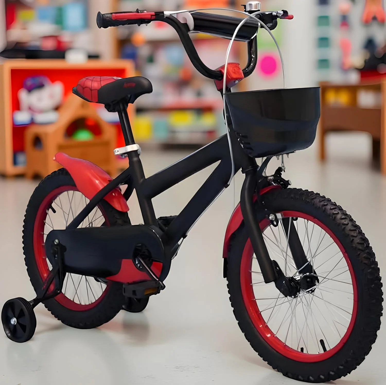 دوچرخه کوهستانی 16 اینچ | دوچرخه کودکان برای سنین 3 تا 6 سال | دوچرخه ورزشی کودکانه با چرخ های کمکی | دوچرخه مبتدی پسرانه و دخترانه