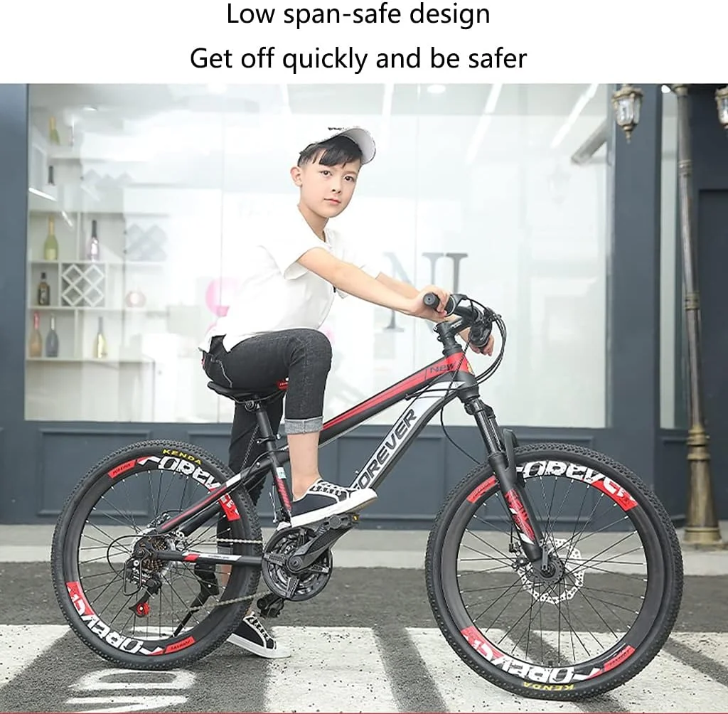 دوچرخه کوهستان مناسب فضای باز، 24 دنده، مناسب نوجوانان با ترمز دیسکی مکانیکی جلو و عقب برای پسران و دختران با قد 140-170 سانتی متر (سبز)