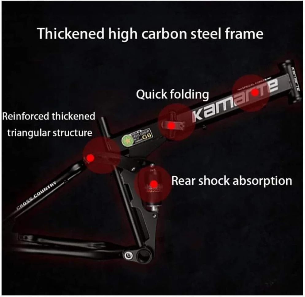 دوچرخه کوهستان مردانه، چرخ های 24 اینچی 3 پره، فریم فولادی کربنی، دوچرخه تاشو دو کمک فنره 21/24/27 سرعته یونی‌سکس با ترمز دیسکی