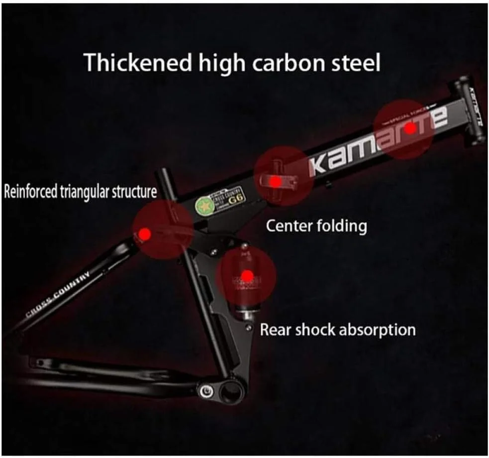 دوچرخه کوهستان مردانه، چرخ‌های پره‌ای 26 اینچی، فریم فولادی کربنی، دوچرخه تاشو دو کمک فنره 21/24/27 سرعته، مناسب برای همه، آبی