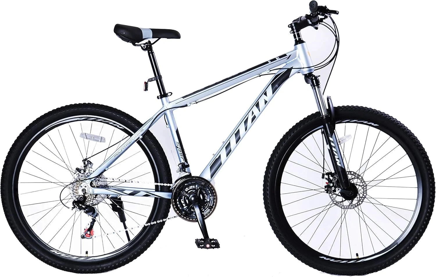 دوچرخه کوهستانی آلیاژ آلومینیوم Mogoo Titan سایز 24/26/27.5/29 اینچ، 21 دنده، دوچرخه بزرگسال، ترمز دیسکی مکانیکی، صندلی قابل تنظیم، 21 سرعته، دوچرخه تعلیق MTB برای مردان و زنان