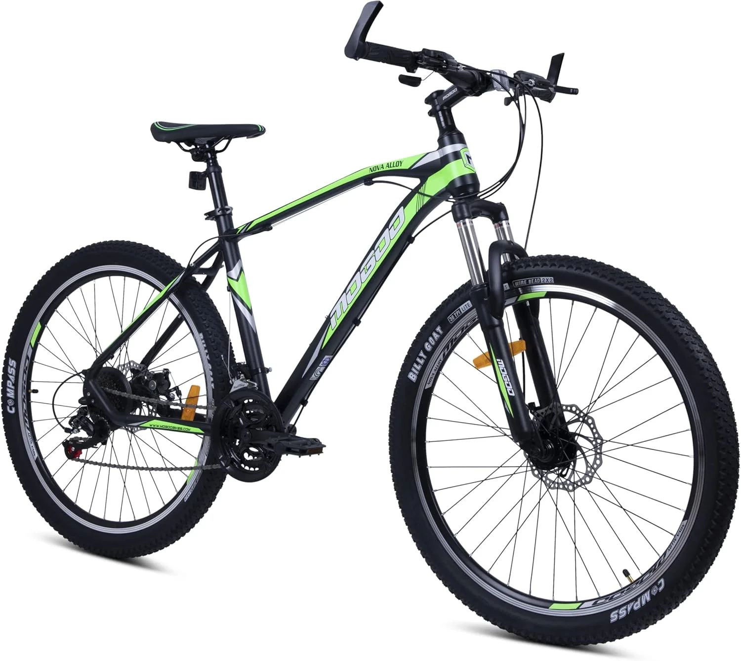 دوچرخه کوهستانی آلومینیومی Mogoo Nova با لاستیک های 26 اینچی، سیستم دنده 21 سرعته Shimano، ترمزهای دیسکی مکانیکی، صندلی قابل تنظیم، 21 دنده، دوچرخه MTB تعلیق دار برای مردان و زنان