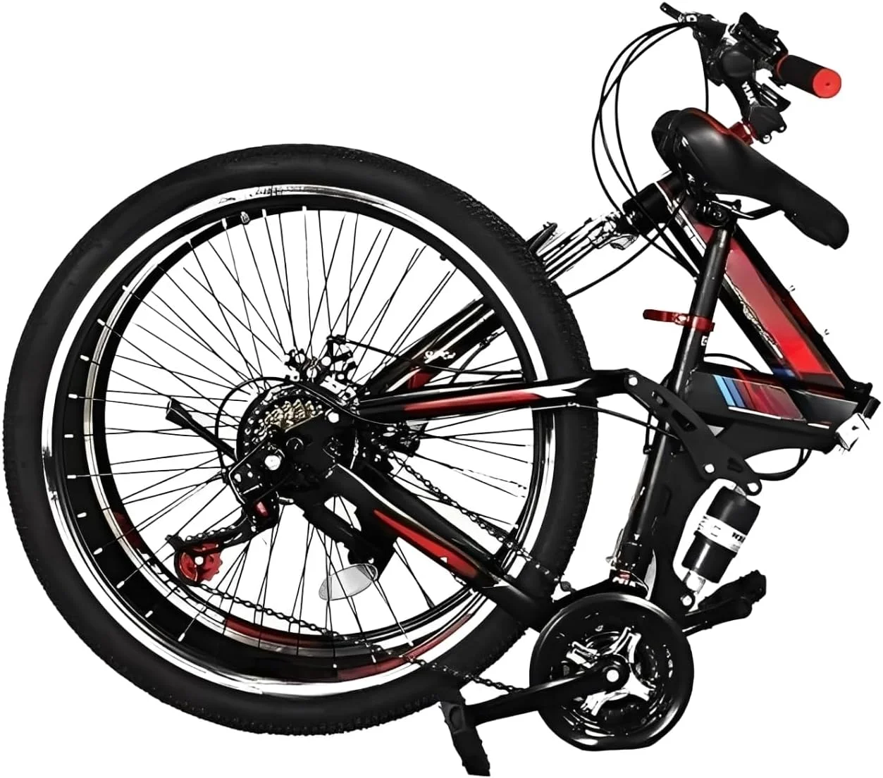 دوچرخه کوهستانی تاشو 26 اینچی | دوچرخه 21 سرعته با سیستم تعلیق کامل و ترمزهای دیسکی دوگانه | قاب تاشو، فولاد بادوام، مناسب برای مسیرهای ناهموار و شهر