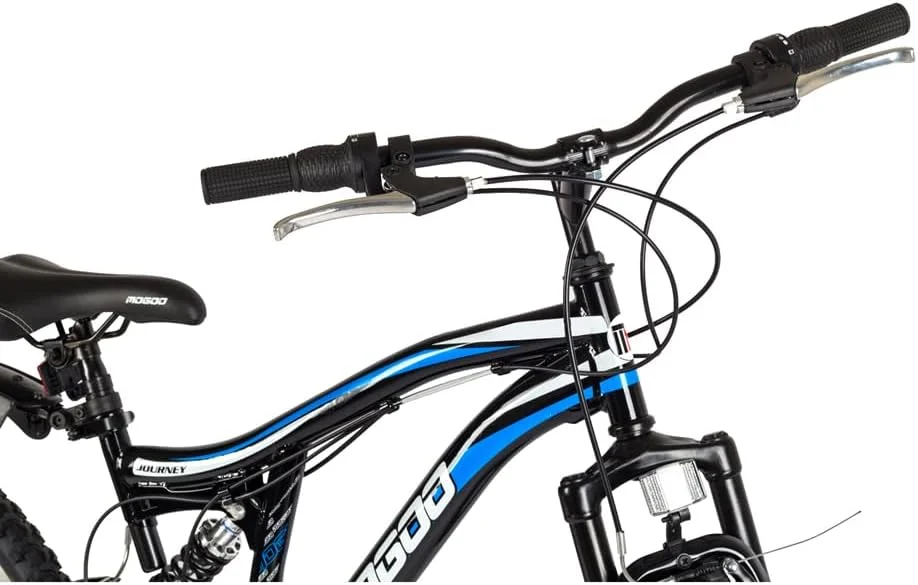 دوچرخه کوهستانی دو کمک فنره Mogoo Journey سایز 26 اینچ، 21 دنده، دوچرخه بزرگسال، ترمزهای V-Brake، MTB با سیستم تعلیق کامل، دوچرخه برای بزرگسالان