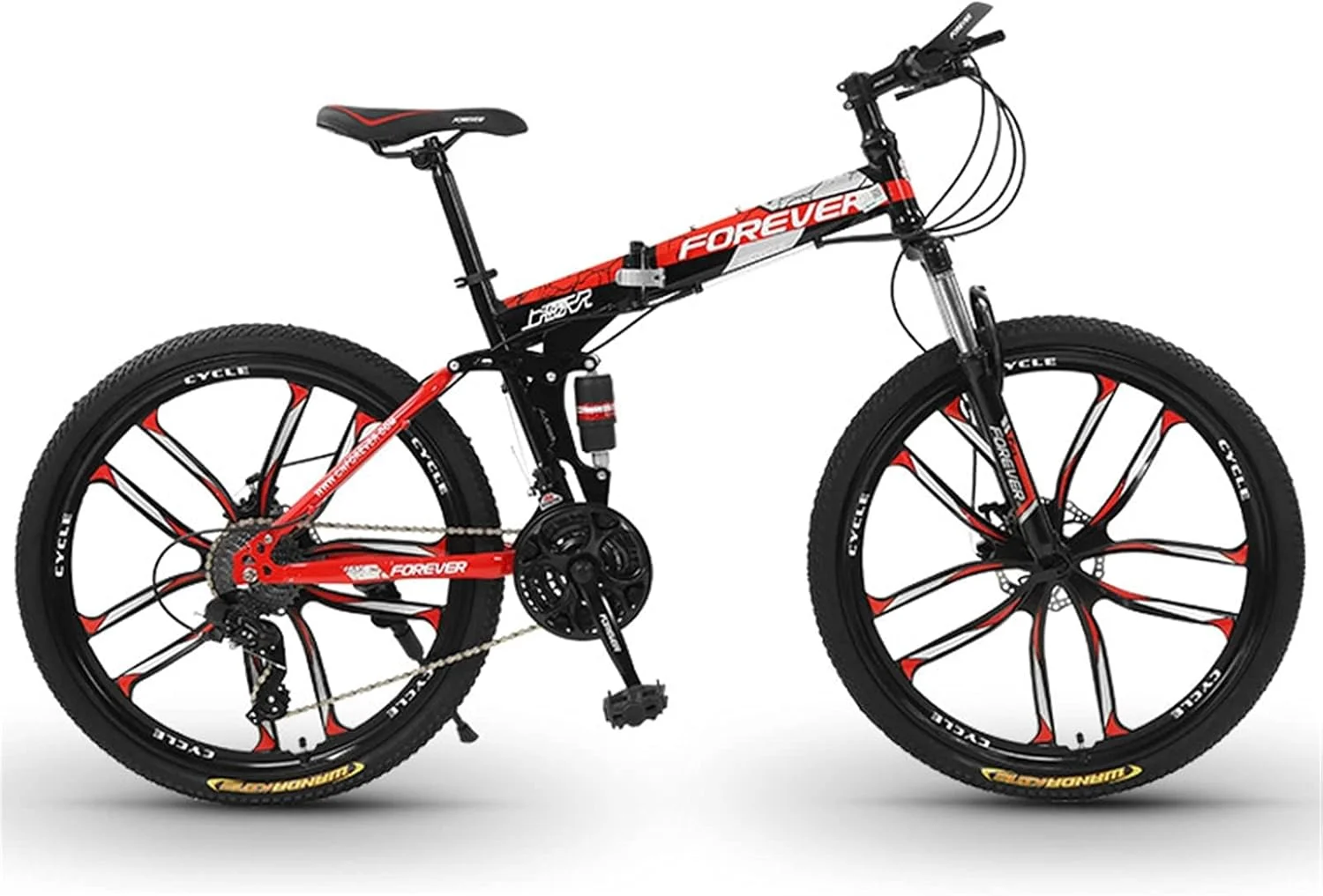 دوچرخه کوهستان تاشو با سیستم کمک فنر دوبل جلو و عقب و طوق ده پره