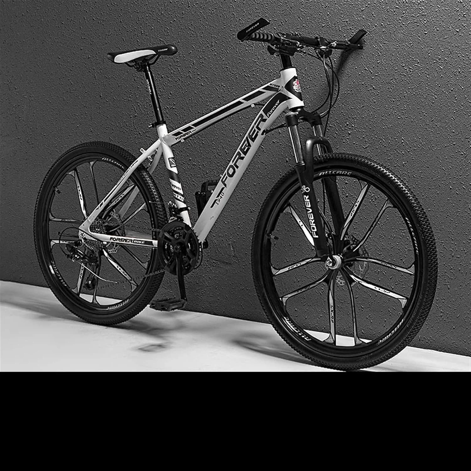 دوچرخه کوهستانی کمک فنر دار آفرود مشکی و سفید مد روز