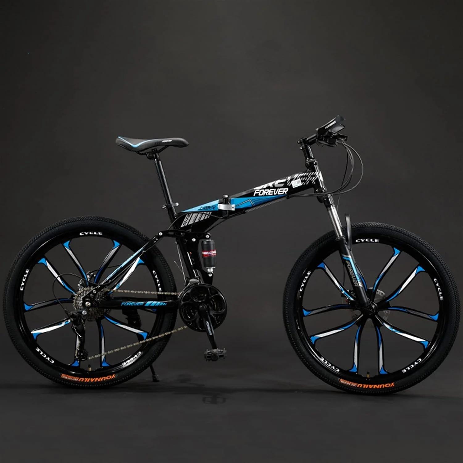 دوچرخه کوهستانی تاشو مشکی آبی مدل GT-730