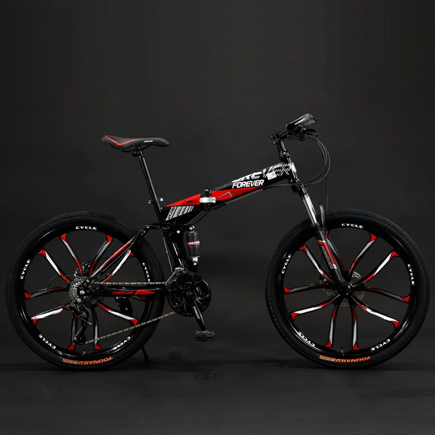 دوچرخه کوهستانی تاشو مشکی قرمز GT-730