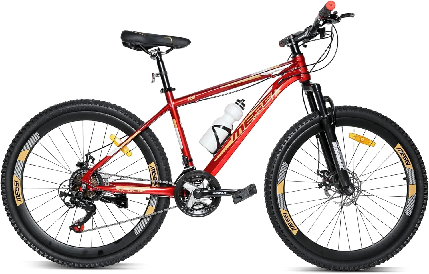 دوچرخه کوهستانی مسی سایز ۲۴ اینچ جوانان/بزرگسالان، ۷-۲۱ سرعته تورنی توسط DerakBikes (۲۴، قرمز)