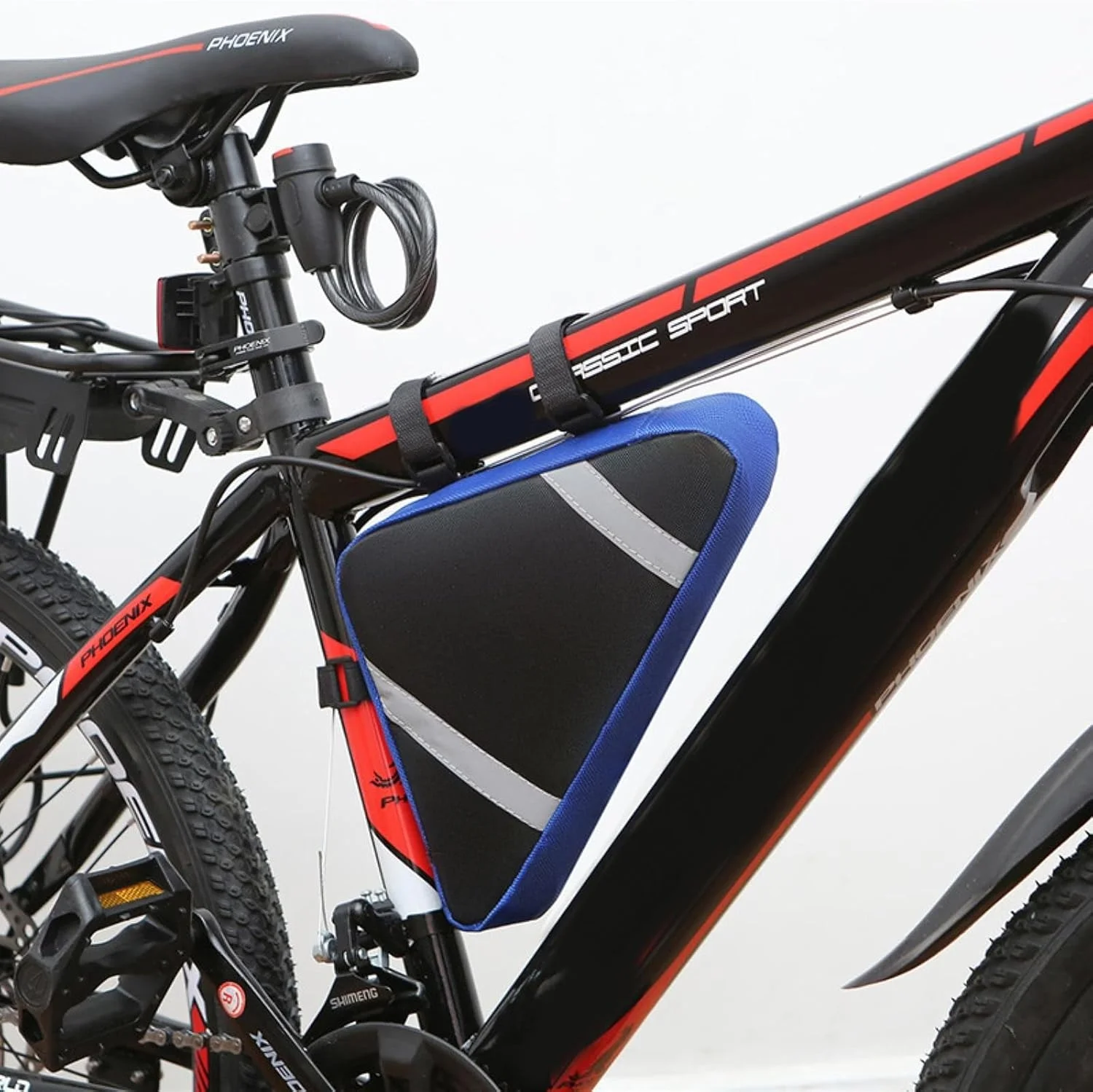 ست دو عددی کیف مثلثی بزرگ دوچرخه کوهستان، ضد آب، نصب روی میله جلویی - نارنجی قرمز - 29.5cm*19.5cm*5.5cm ست دو عددی کیف مثلثی بزرگ دوچرخه کوهستان، ضد آب، نصب روی میله جلویی - نارنجی قرمز - 29.5cm*19.5cm*5.5cm